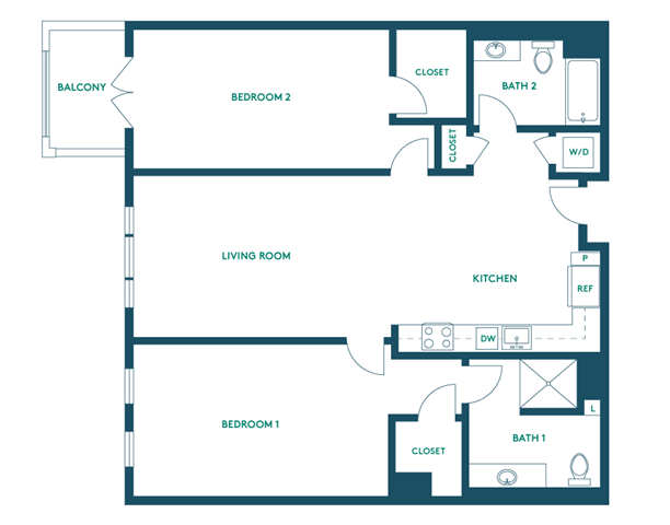 2Bed/2Bath S - Premium 304 floor plan